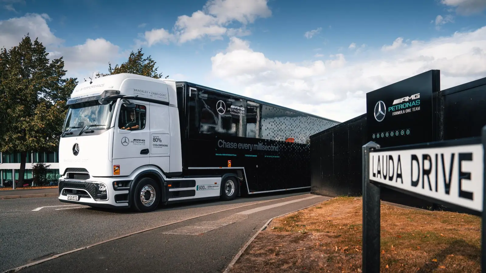 Mercedes F1 uses eActros 600 electric truck for Dutch GP transport