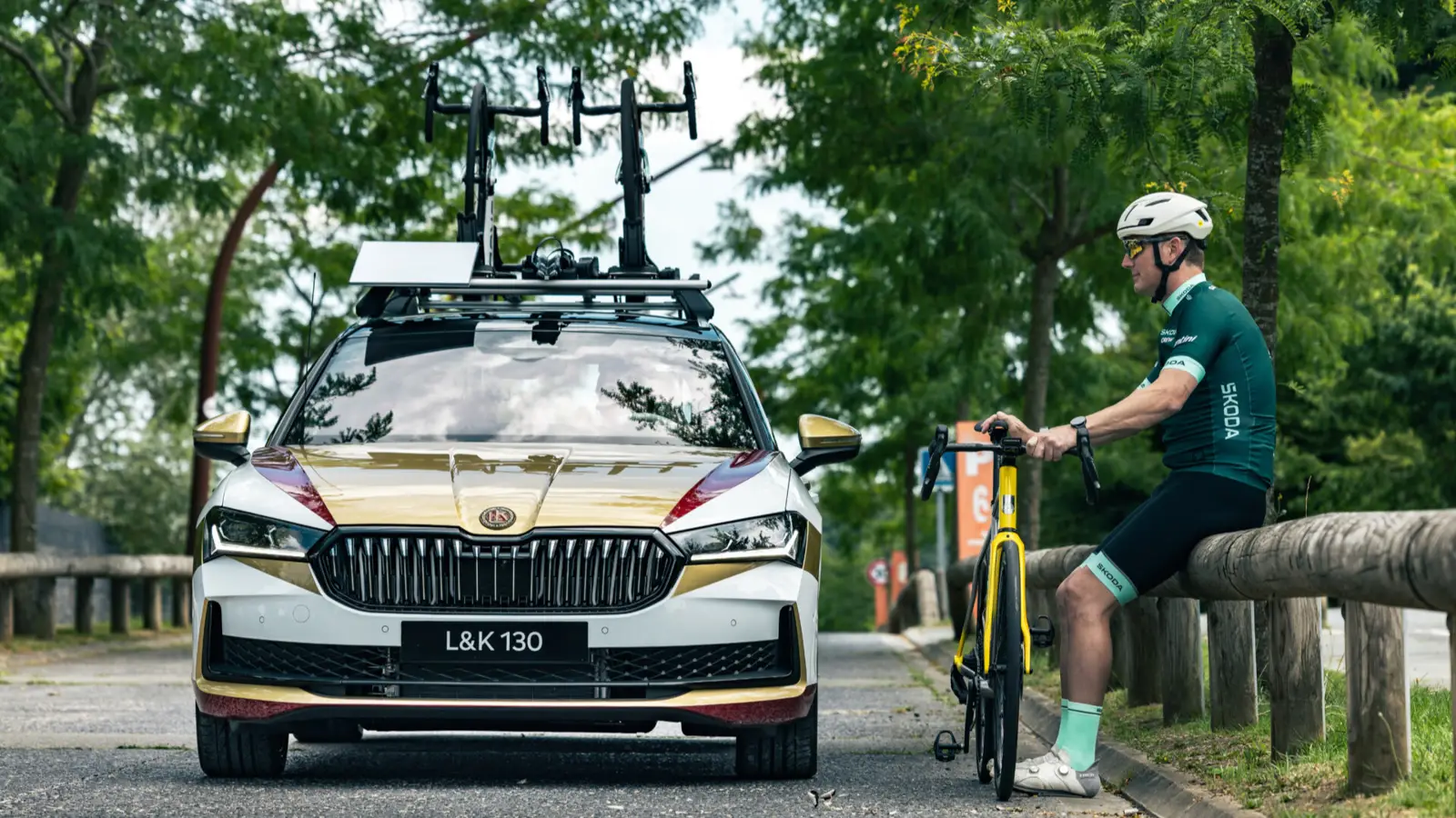 Tour de France Riders Test Skoda L&K 130 Student Car
