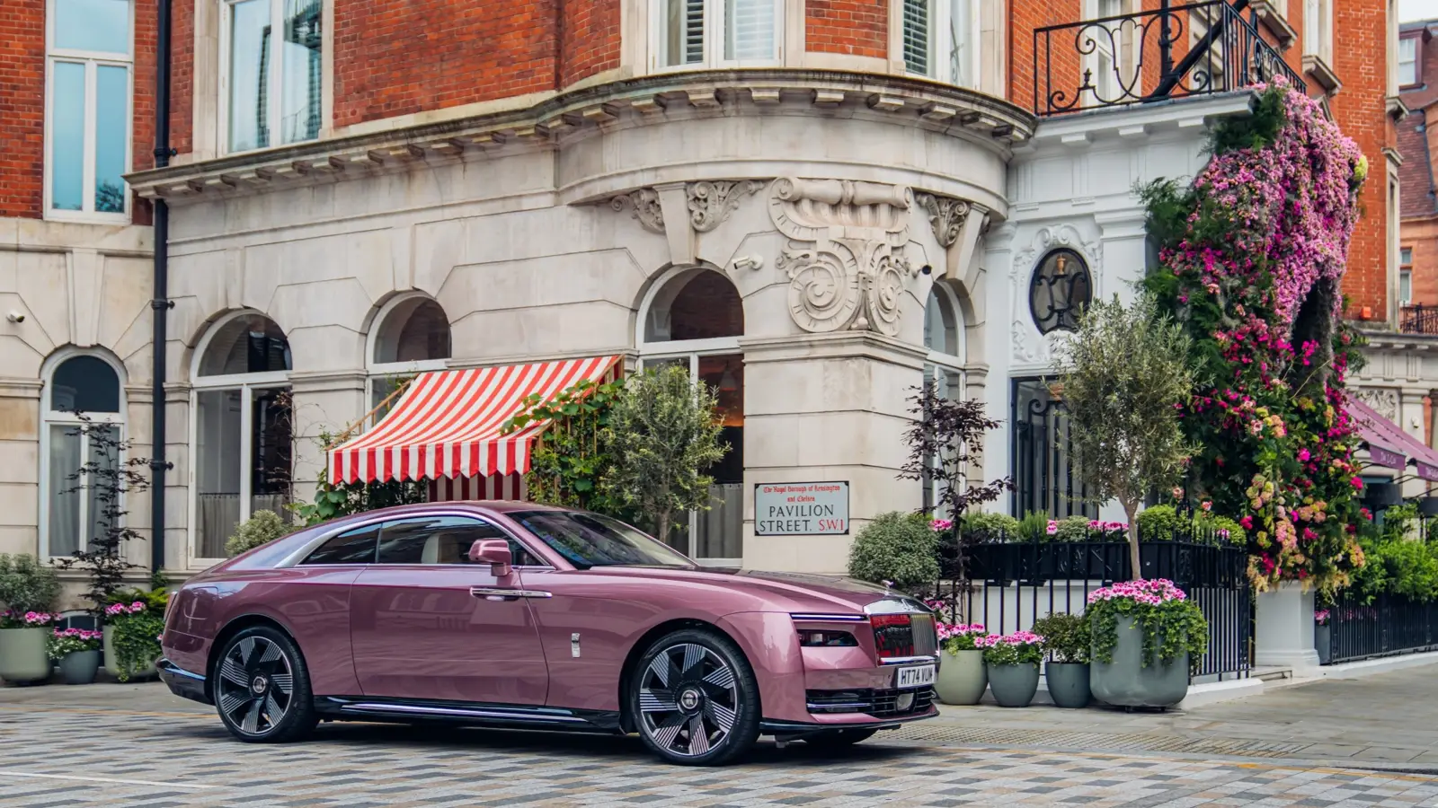 Rolls-Royce Spectre debuts in Chelsea in Velvet Orchid and Peony Pink